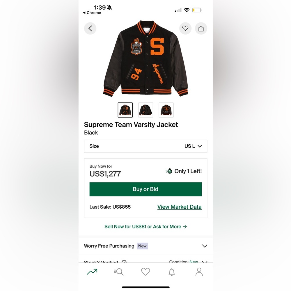 Supreme Team Black Varsity Bomber Jacket